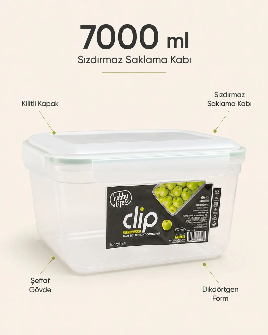 Ürün görseli: HOBBY LİFE CLİP KLASİK SIZDIRMAZ SAKLAMA 7000ML 02 1914