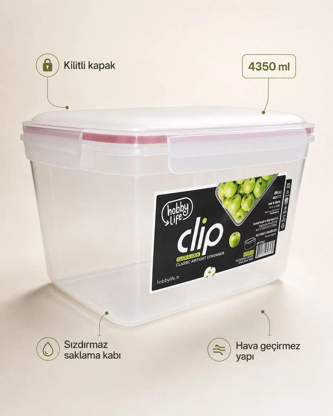 Ürün görseli: HOBBY LİFE CLİP KLASİK SIZDIRMAZ SAKLAMA 4350ML 02 1913