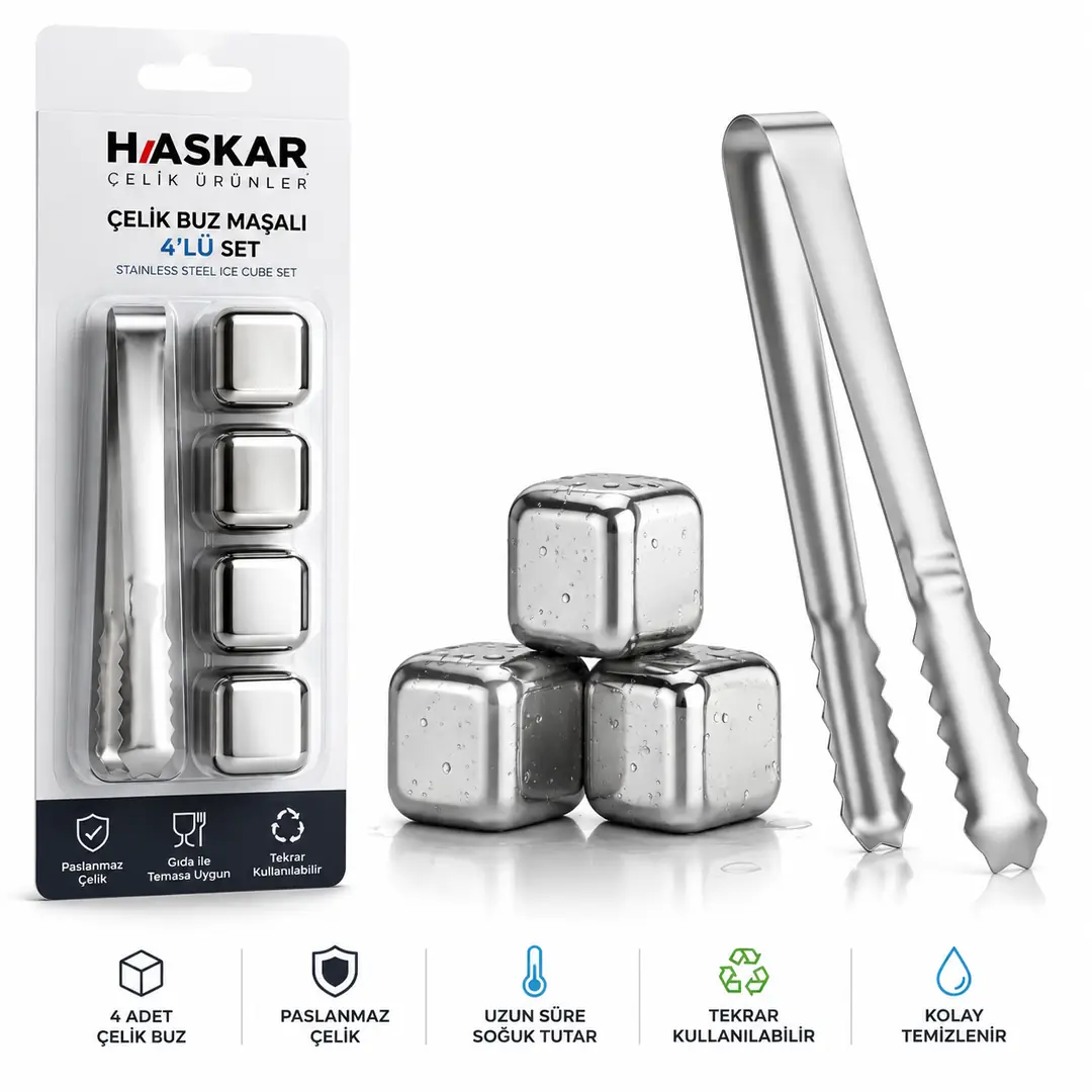 Ürün görseli: HASKAR ÇELİK BUZ MAŞALI 4LÜ SET
