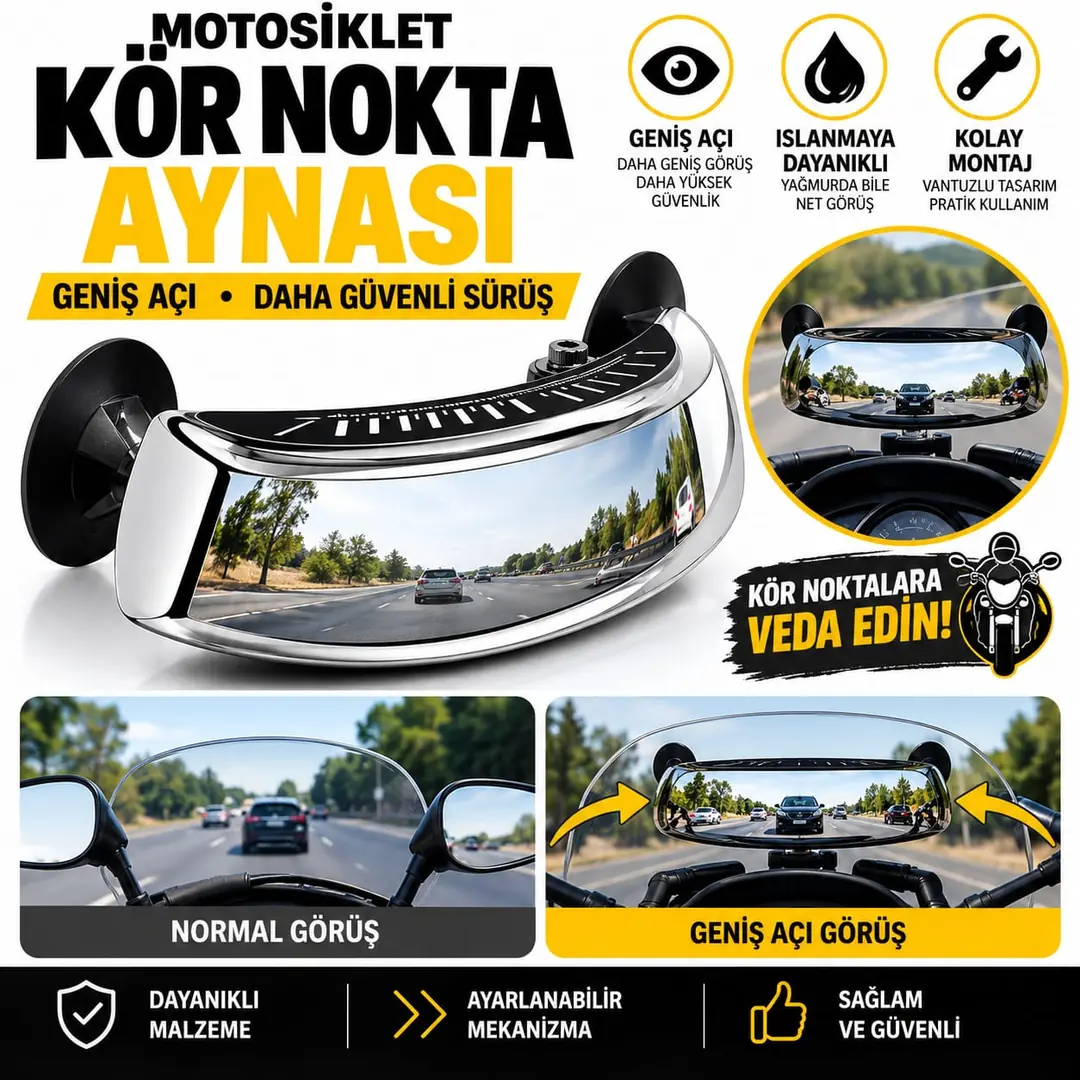 Ürün görseli: ATASAN MOTORSİKLET SCOOTER KÖR NOKTA GENİŞ AÇI AYNA