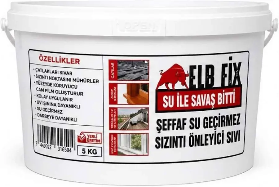 Ürün görseli: ELBİFİX 5KG ŞEFFAF SU GEÇİRMEZ SIZINTI ÖNLEYİCİ SIVI