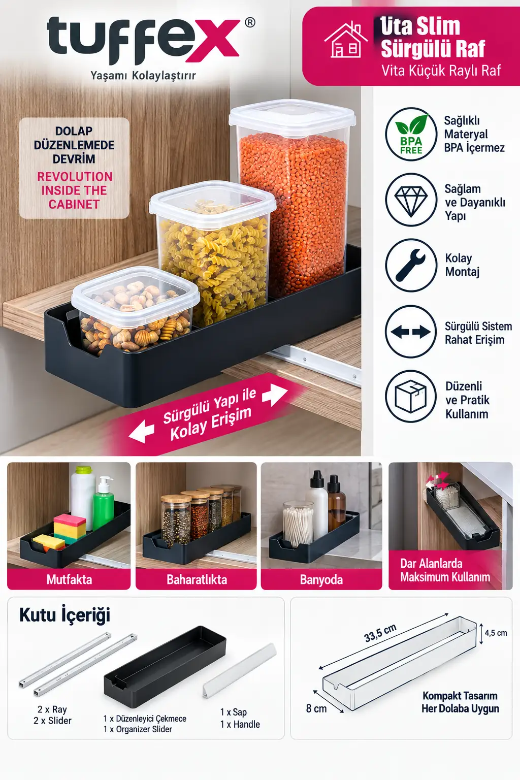 Ürün görseli: HAUSPRO TUFFEX TP-855 KÜÇÜK BOY RAYLI SEPET