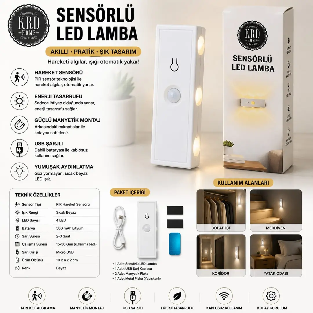 Ürün görseli: KARYUN 8479 SENSÖRLÜ LED LAMBA DİKDÖRTGEN