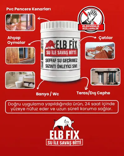 ELBİFİX 1KG ŞEFFAF SU GEÇİRMEZ SIZINTI ÖNLEYİCİ SIVI
