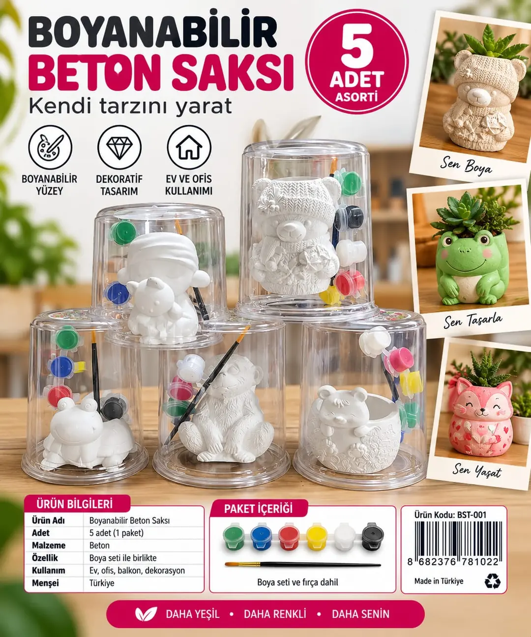 ÇERÇİ 5Lİ ASORTİ 5Lİ BETON BOYAMA SETİ