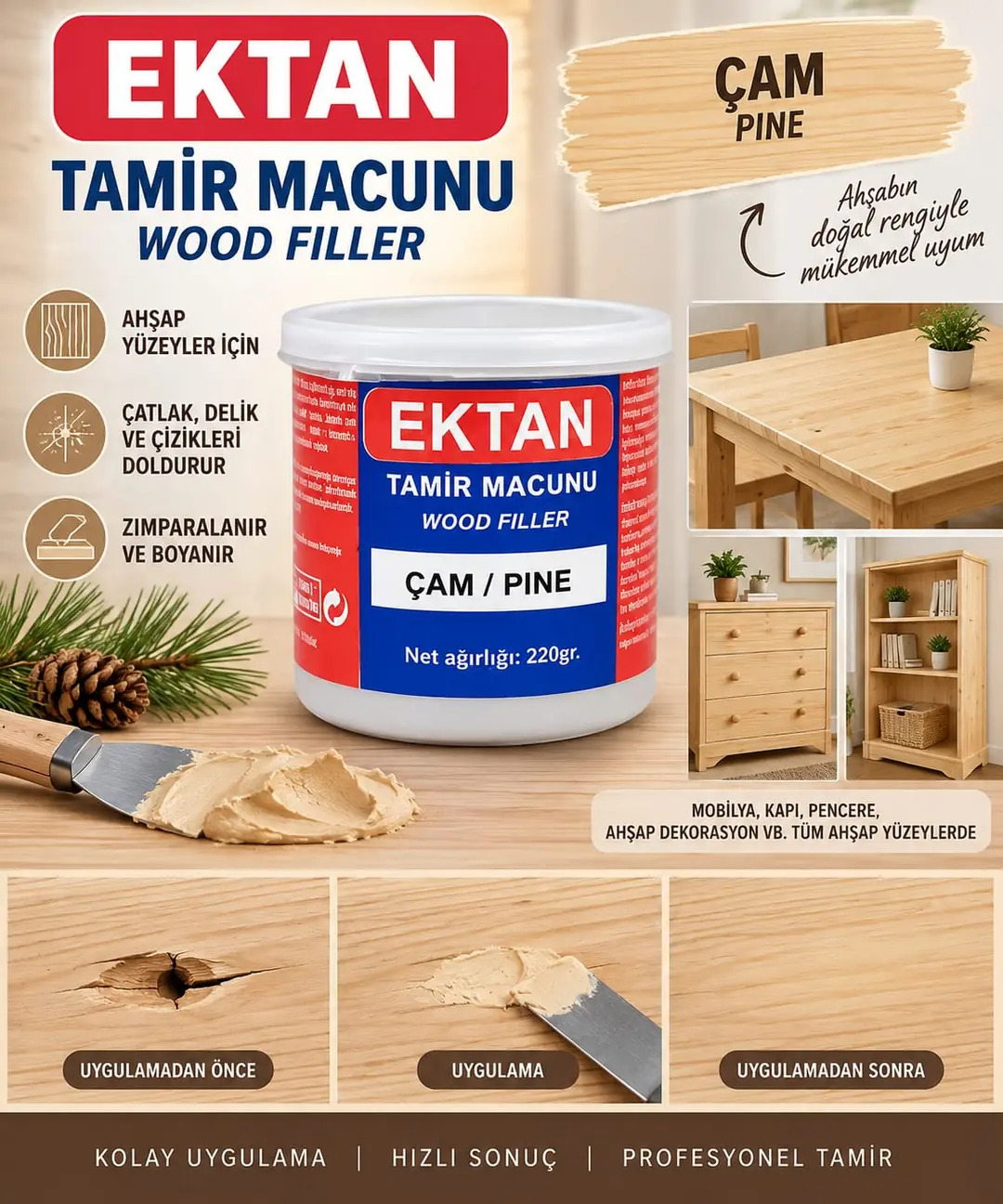 Ürün görseli: BALKAN MOBİLYA TAMİR MACUNU ÇAM