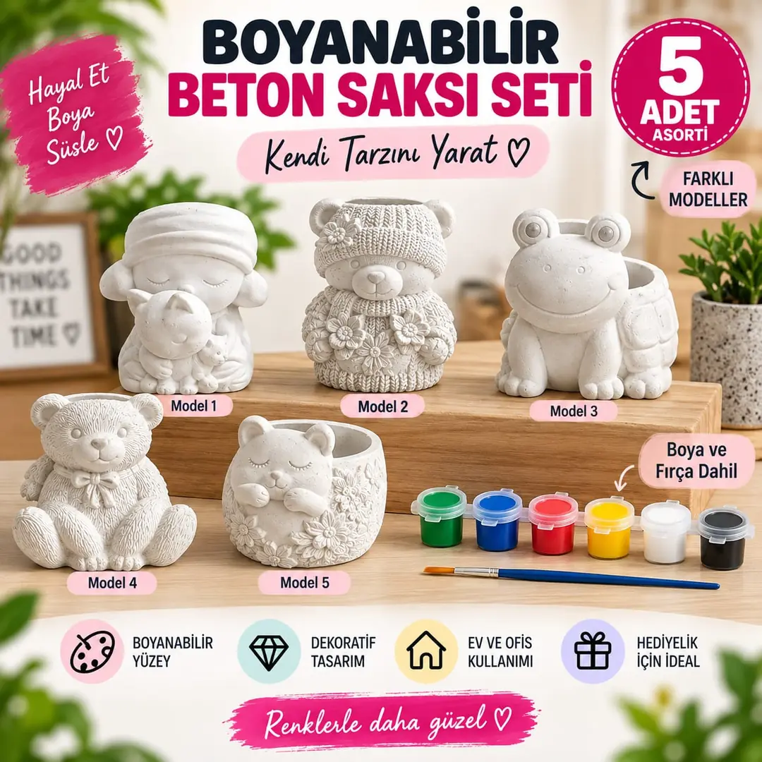 ÇERÇİ 5Lİ ASORTİ 5Lİ BETON BOYAMA SETİ