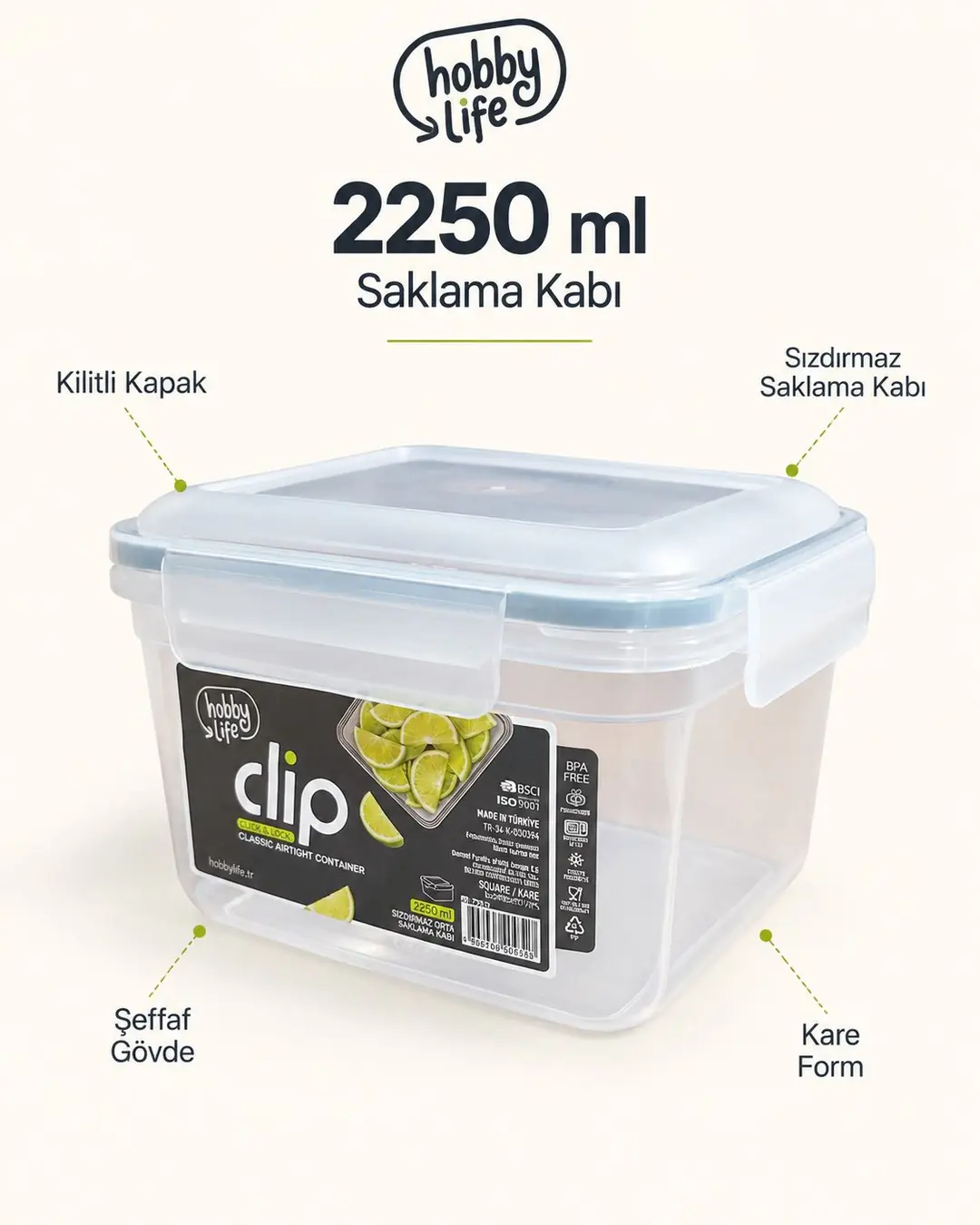 Ürün görseli: HOBBY LİFE CLİP KLASİK SIZDIRMAZ SAKLAMA 2250ML 02 1923