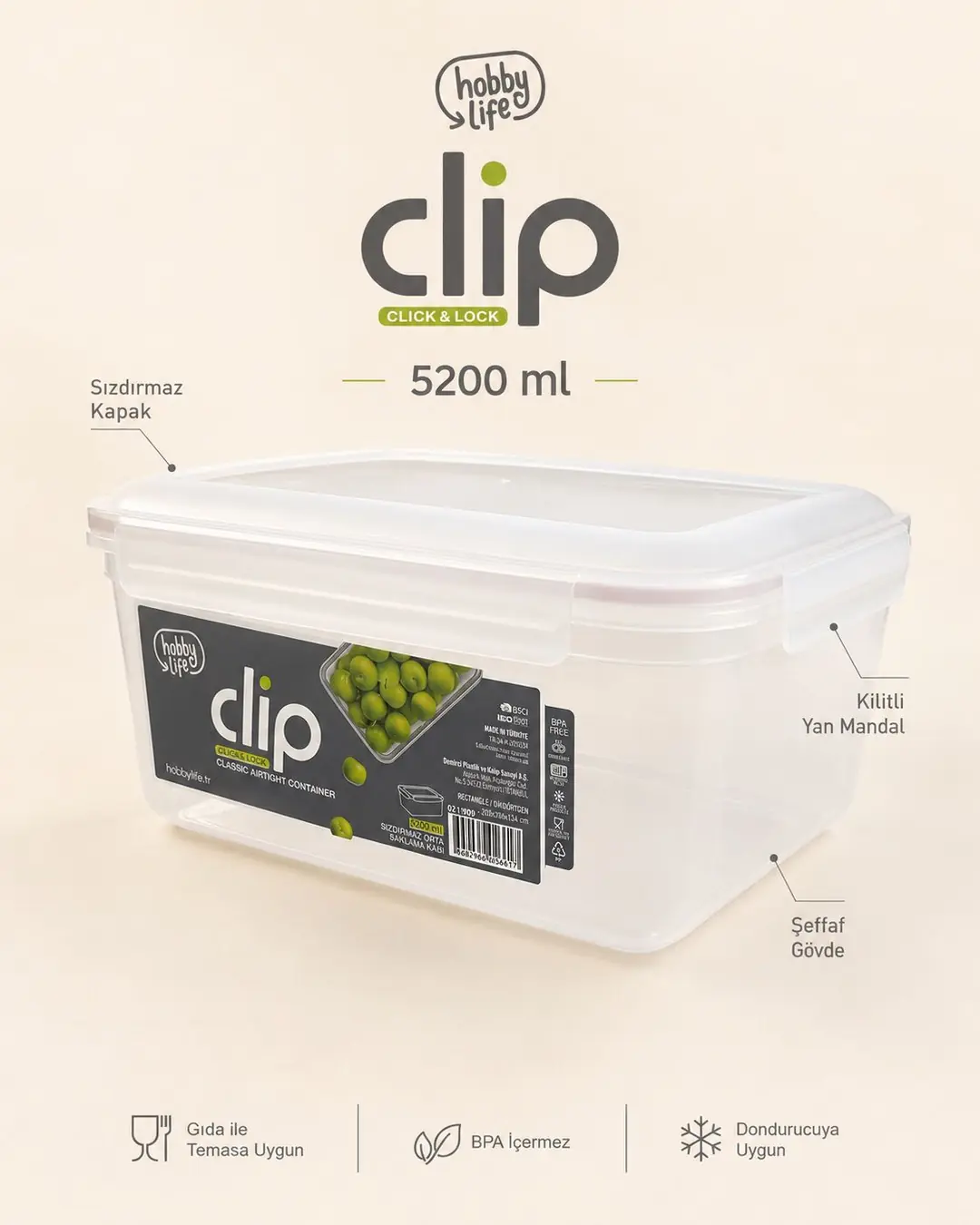 Ürün görseli: HOBBY LİFE CLİP KLASİK SIZDIRMAZ SAKLAMA 5200ML 02 1909