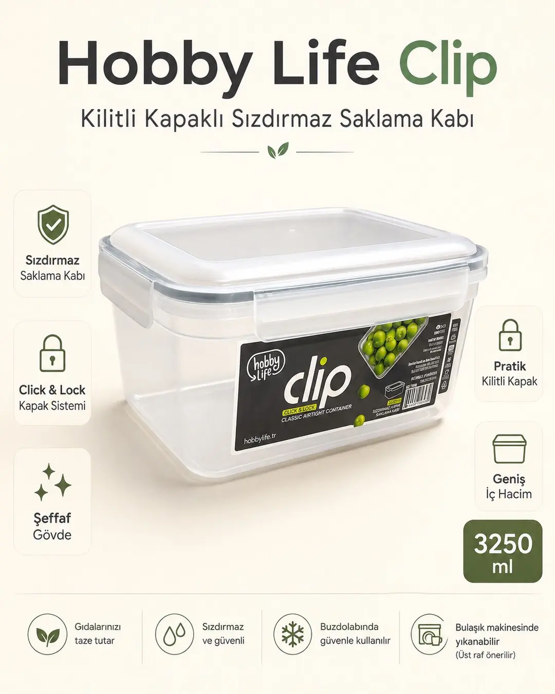 Ürün görseli: HOBBY LİFE CLİP KLASİK SIZDIRMAZ SAKLAMA 3250ML 02 1908
