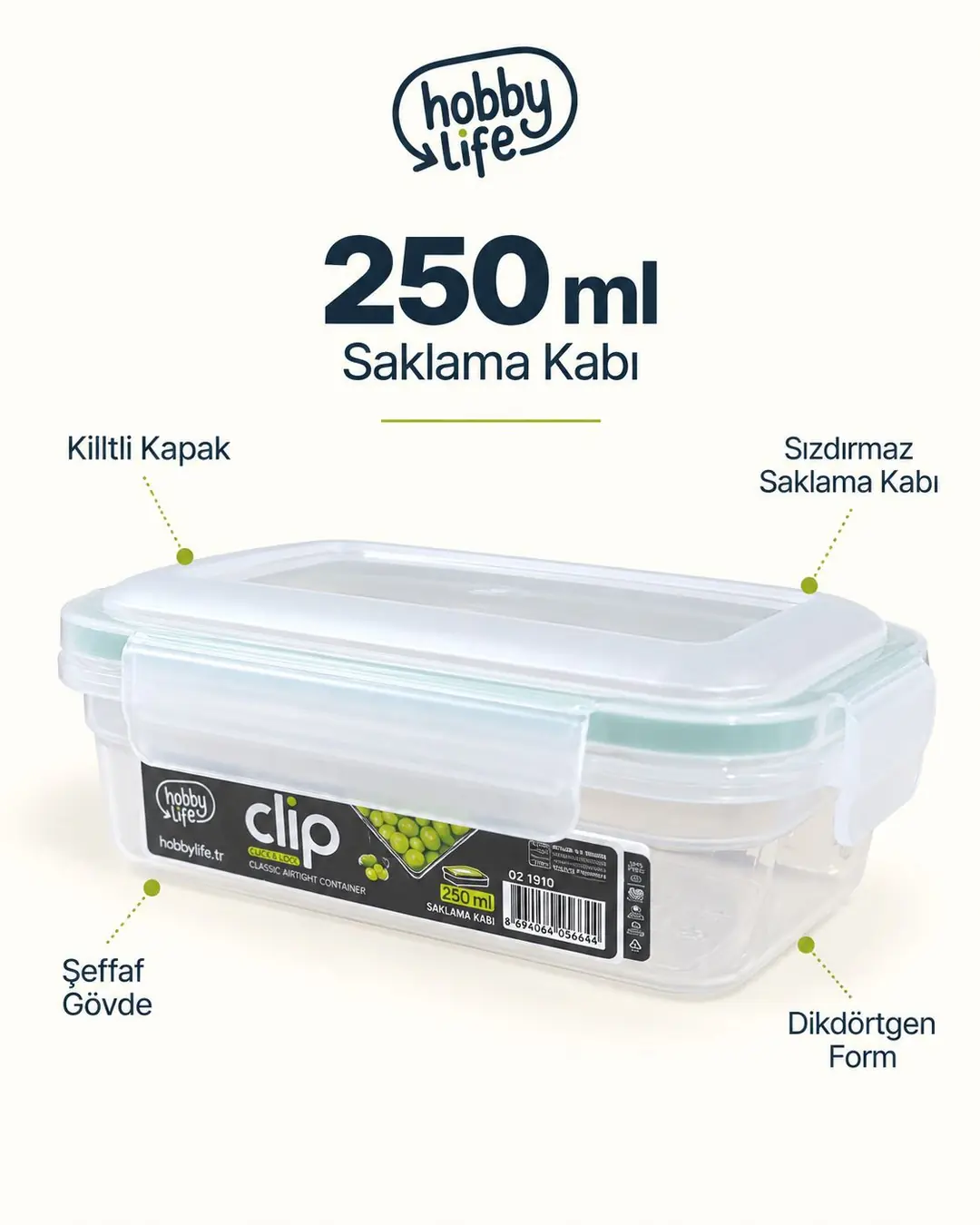 Ürün görseli: HOBBY LİFE CLİP KLASİK SIZDIRMAZ SAKLAMA SIĞ 250ML 021900