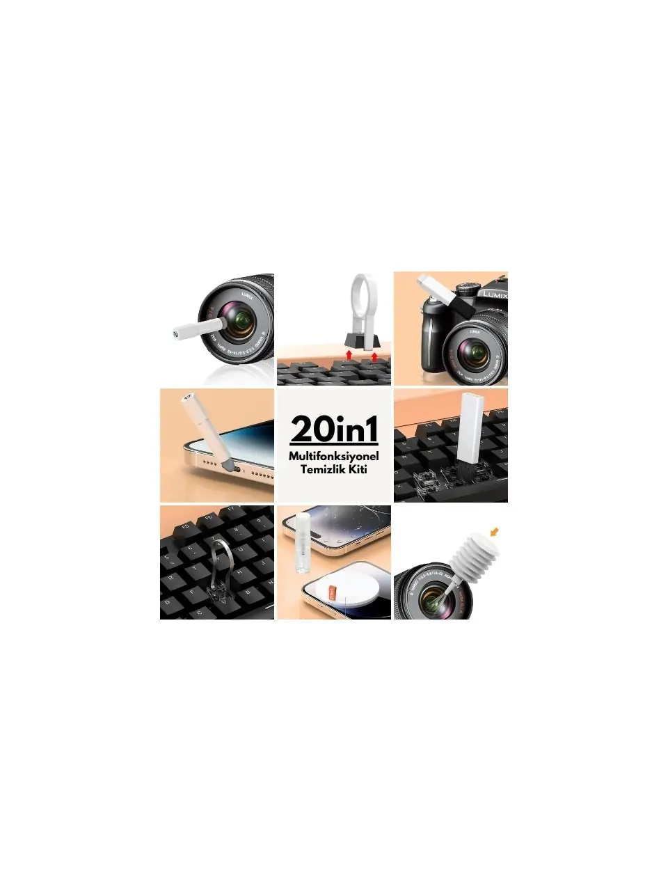 20IN1 Çok Fonksiyonlu Klavye, Bilgisayar, Telefon ve Kulaklık Temizleme Kiti