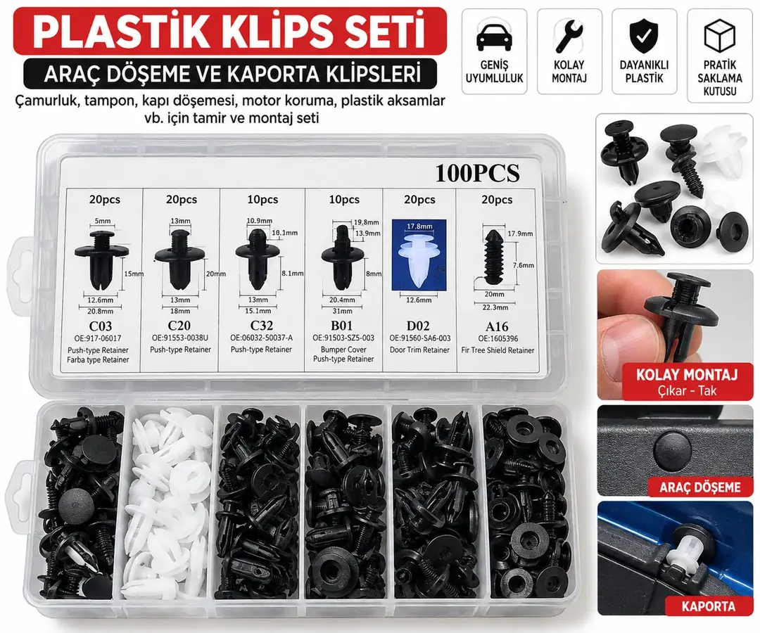 Ürün görseli: ATASAN BUFFER OTO ARAÇ VİDA TAMİR TAMPON VE TRİM PERÇİNLERİ