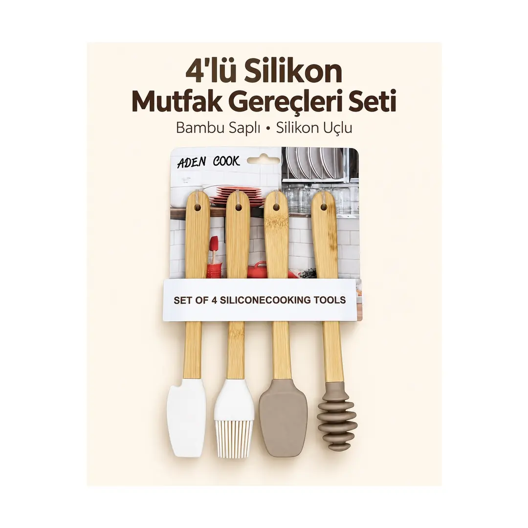 Ürün görseli: BARUTÇU ADN 4LÜ SİLİKON KAŞIK-SPATULA-FIRÇA SET ADN-501