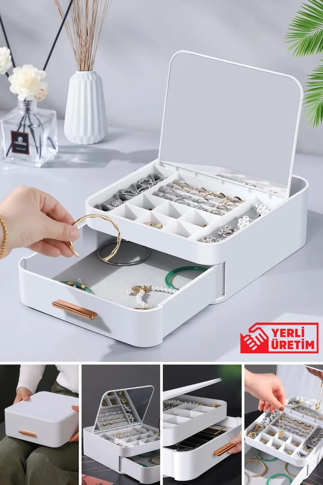 Aynalı Bölmeli Takı Organizeri