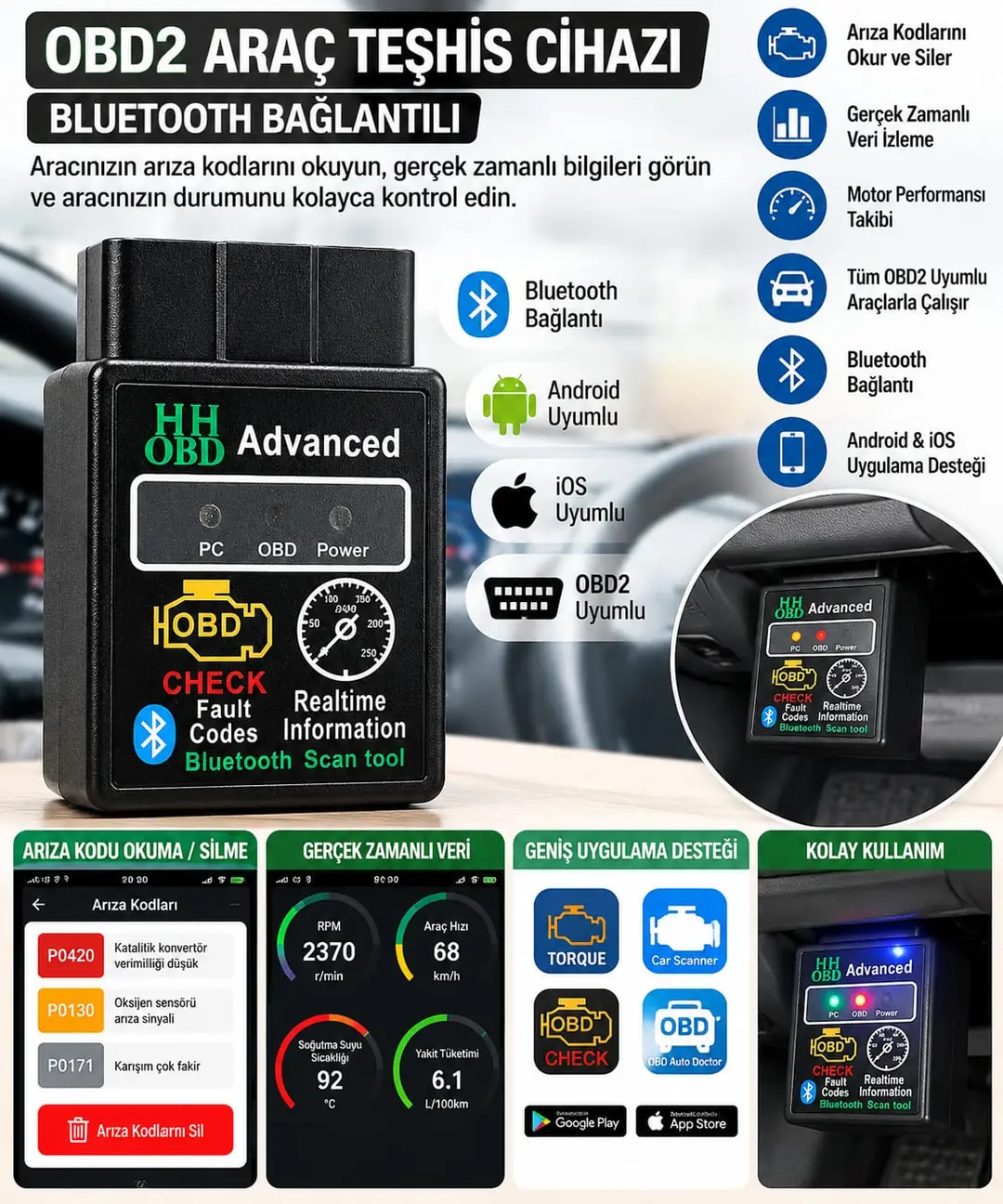 Ürün görseli: ATASAN ARIZA TESPİT CİHAZI SCANNER BLUETOOTH