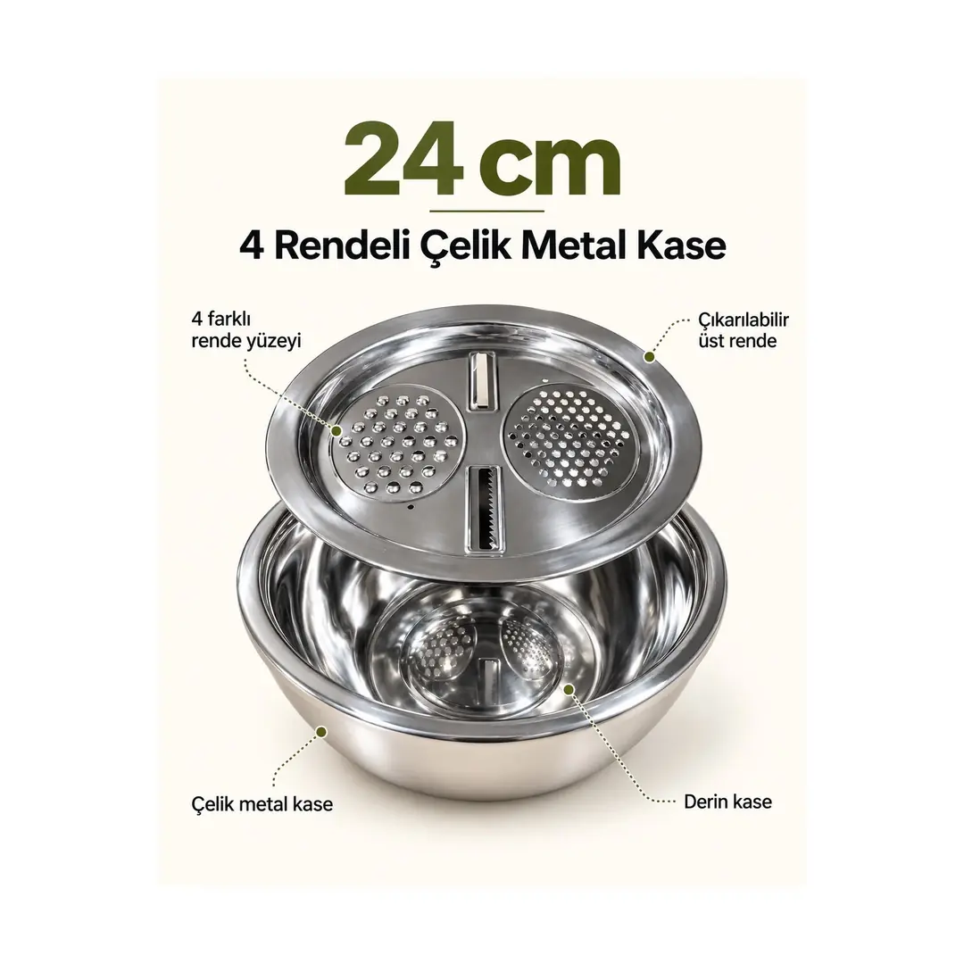 Ürün görseli: BARUTÇU RENDELİ CHEF KASE 24CM