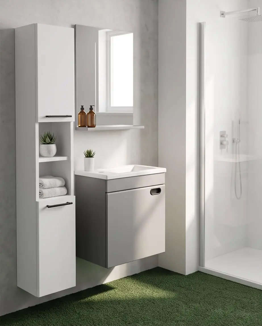 ÇERÇİ PVC BANYO DOLAP SETİ 43CM AKOR KARAVAN TEKNE