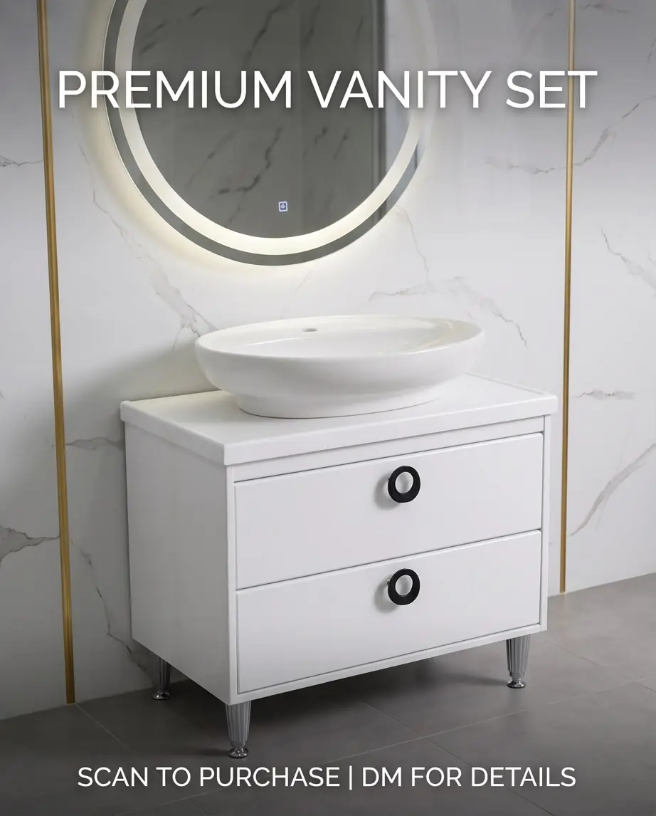 Ürün görseli: ÇERÇİ PVC SOFİA BANYO LAVABO DOLAP SETİ