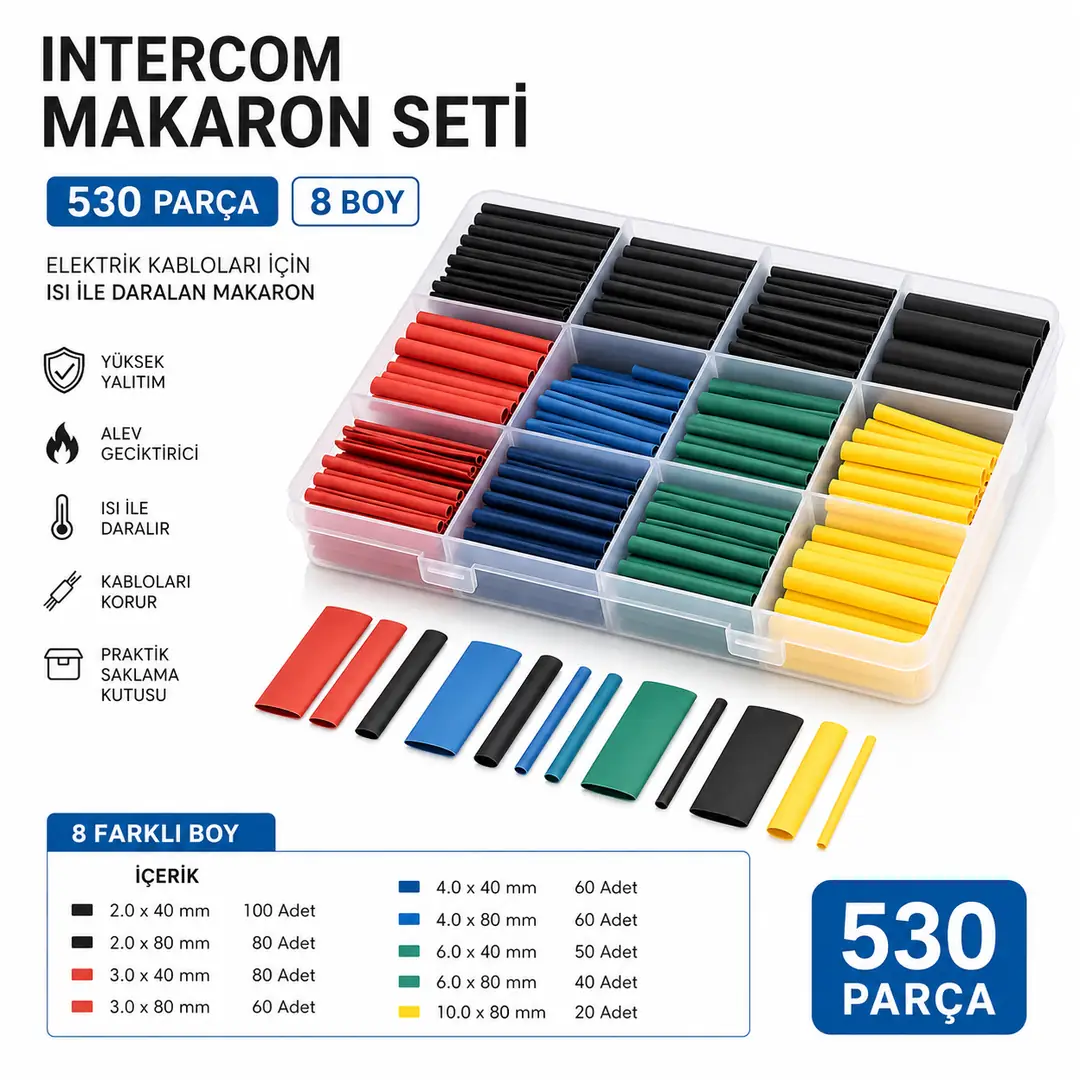 Ürün görseli: İNTERCOM MAKARON SETİ 530 PARÇA 8 BOY