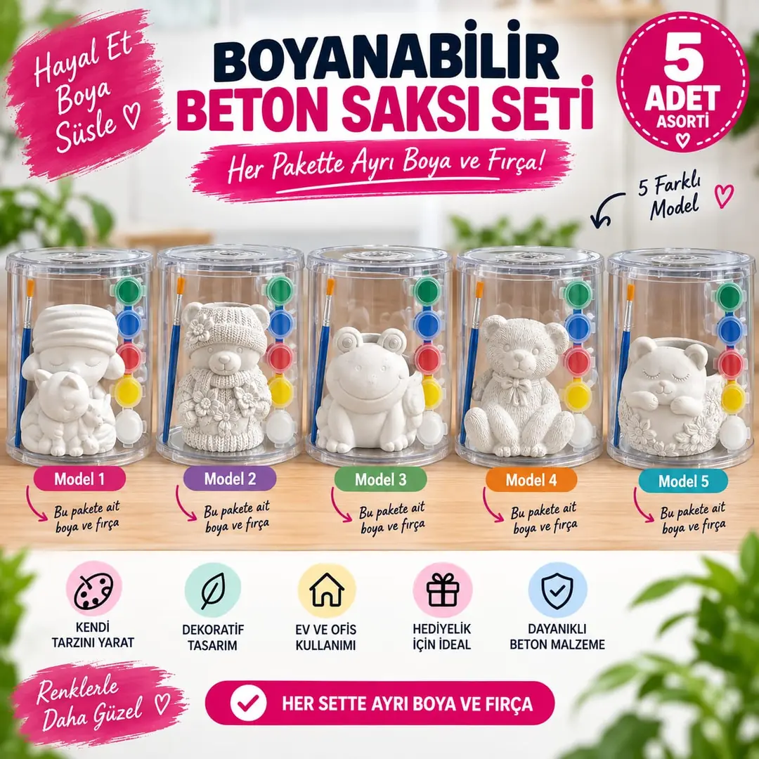Ürün görseli: ÇERÇİ 5Lİ ASORTİ 5Lİ BETON BOYAMA SETİ